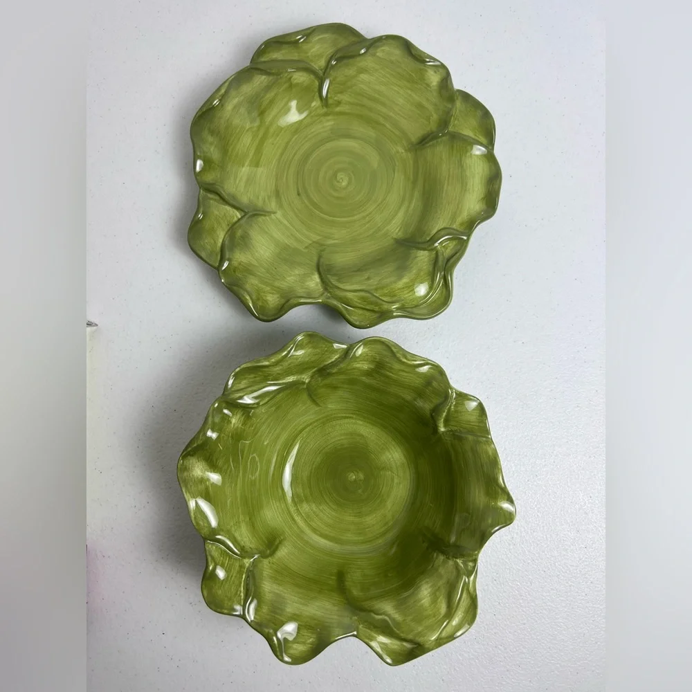 Roscher & Co Antique Leaf Collection Salad Plate Soup Cereal Bowl Green - Picture 3 of 9
